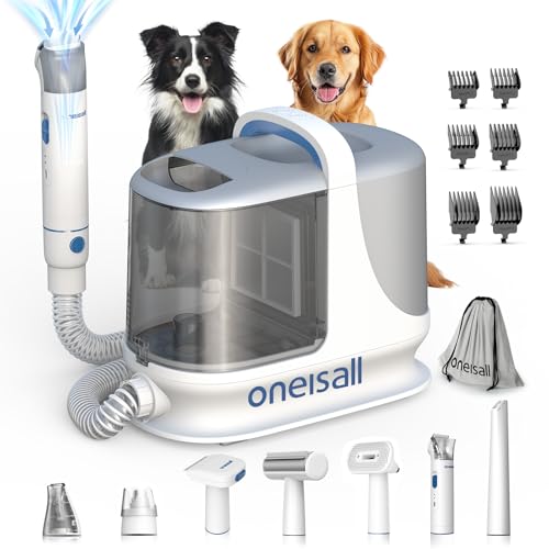 oneisall 7-in-1 Dog Grooming Vacuum Kit with Clipper & Nail Grinder