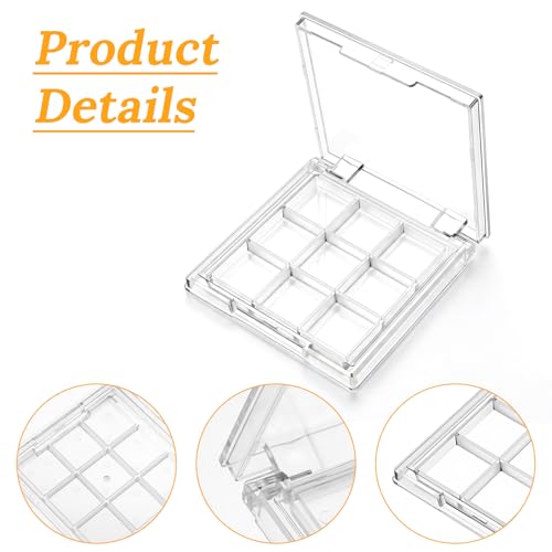 Nogeqi 2-Pack Refillable Makeup Palette with 9 Compartments, Portable Clear Eyeshadow & Lipstick Organizer