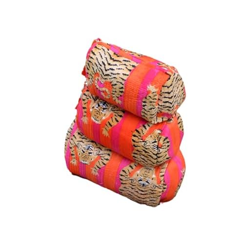 INDACORIFY 100% Cotton Block Print Cosmetic Toiletry Bags Boho Beauty Toiletry Kits Travel Case Pouch for Women's Printed Cotton Tote Bag (Pattern- 2)