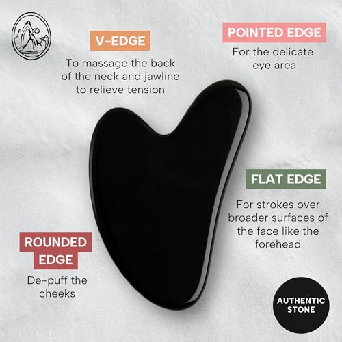 Mount Lai Obsidian Gua Sha Facial Tool ? The Stone of Transformation ? 100% Genuine Black Obsidian Stone Face Sculpting Tool for Lymphatic Drainage, Puffiness Reduction & Jaw Tension Relief