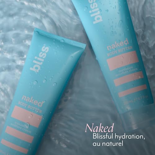 Bliss - Naked Body Butter - Unscented - Maximum Moisture Cream - 6.7 Fl Oz - Daily Moisturizer for Women & Men - Fragrance Free - Vegan and Cruelty Free