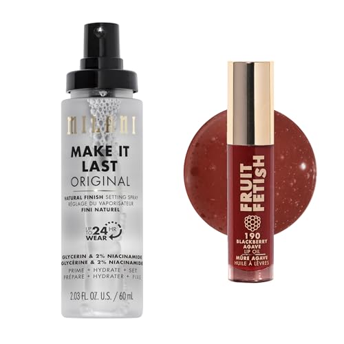 Milani Make It Last Original Setting Spray & Fruit Fetish Lip Oil Strawberry Melon Bundle