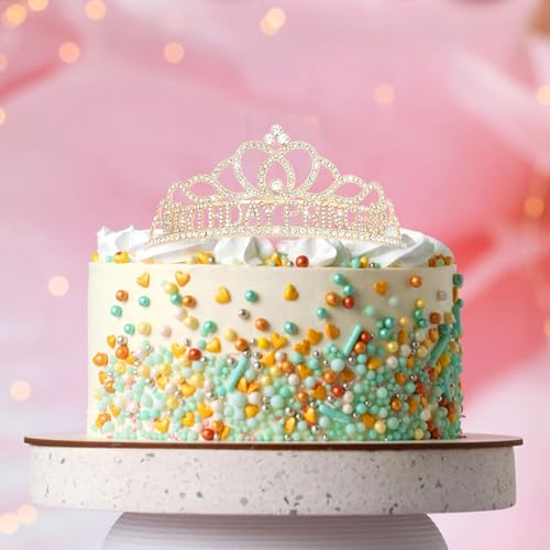 CIEHER Gold Birthday Princess Crown for Girls Women Princess Birthday Decorations Princess Birthday Gifts Princess Party Favors