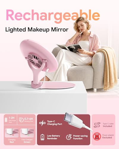 Gospire Portable Lighted Makeup Mirror with Fan and Dimming