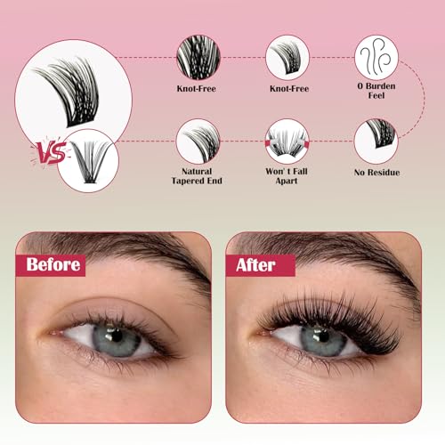 Clusters Kit Wispy Eyelash Cluster Natural DIY Lash Extension Kit 8-14mm 30D 40D Individual Lashes Kit with Lash Bond and Seal Waterproof Lash Tweezers for Self Use (30D&40D£¬8-14mm,Kit)