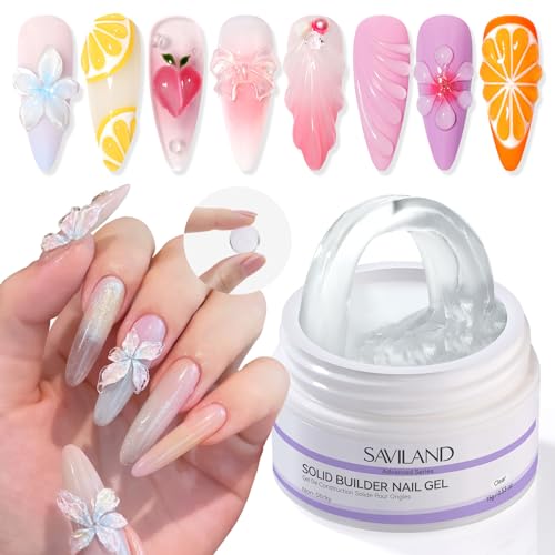 SAVILAND Solid Builder Nail Gel 15g Non-Sticky 3D Nail Art, Clear