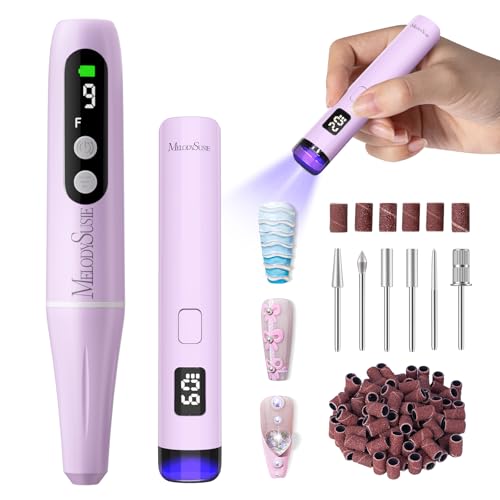 MelodySusie Purple Cordless Nail Drill & UV Handheld Lamp Set - Portable Manicure Tools