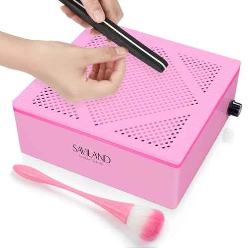SAVILAND Nail Dust Collector, 60W Powerful Nail Vacuum Dust Collector Cleaner, Compact Dust CollectorTech with Dust Brush, Reusable Filter Manicure Tool for Acrylic Nail Gel Polishing,Salon & Home