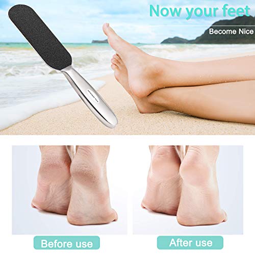 Stainless Steel Pedicure Foot File & Callus Remover with 12 Refill Pads