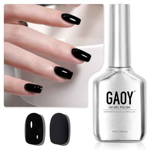 GAOY Black Gel Nail Polish, 16ml Soak Off Gel Polish, UV Light Cure for Nail Art DIY Manicure at Home, 2026 Flawless Black