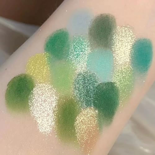 16-Color Green Eyeshadow Palette – Matte & Metallic