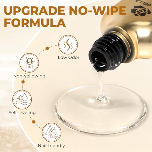 UNA GELLA No Wipe Gel Top Coat and Base Coat Set - High Gloss Soak Off Gel
