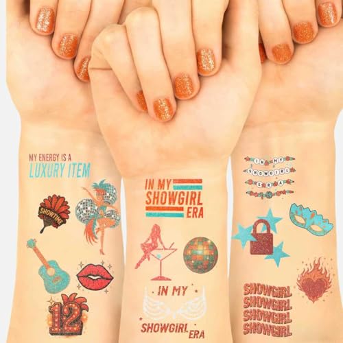 36pcs Showgirl Themed Temporary Tattoos ? Sparkling Show Girl Era Party Favors Supplies