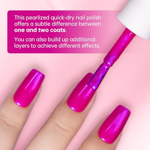 COSMOO Quick Dry Nail Polish - Hot Pink Blue Shimmer