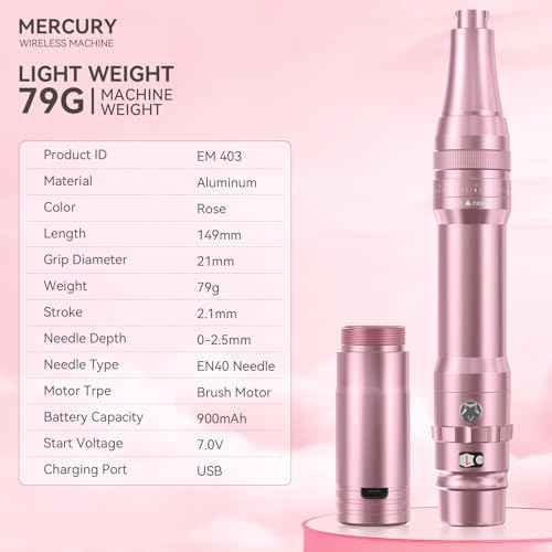 Charme Princesse Wireless Permanent Makeup Machine Kit Rotary Eyebrow Pen Machine With 15pcs 1R/1P Needles Supply for Eyebrow Lip Eyeliner EK403-4-US-FBA24