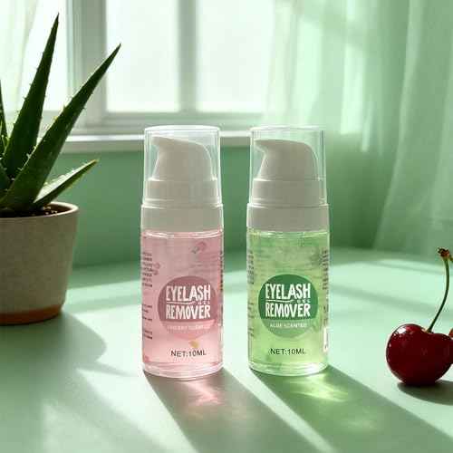 2Pcs Eyelash Remover for Extensions, Clear Eyelash Extension Remover Gel with Aloe and Cherry, Effortlessly Lash Extension Removal, No Irritation Easy to Apply & Quick Removal, Leaves Lash Soft, Clean