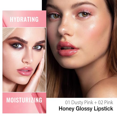 Honey Tinted Lip Balm - Moisturizing Shine Lipstick, 2Pc