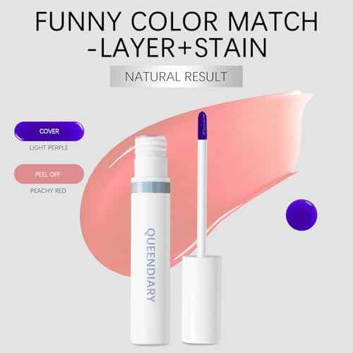 QueenDiary lip stain peel off lip gloss all day long lasting Waterproof and Transferproof lip tint - matte finish peel off lip liner (06#Natural)