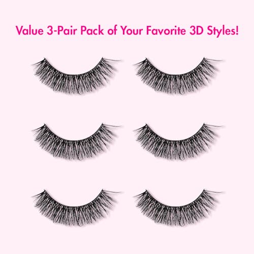 i-ENVY 3D False Lashes, 3 Pairs Fluffy Wispy Strip Eyelashes