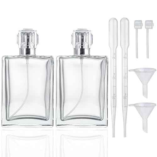 YU FENG Glass Perfume Bottles Empty Spray Refillable Atomizer 2 Pack 100ml/3.4oz£¨Square£©