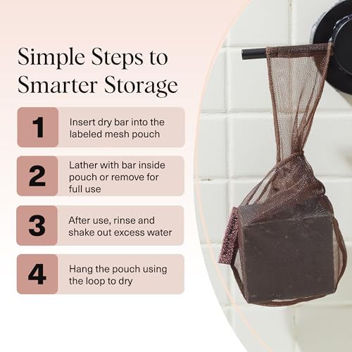 Kitsch Recycled Mesh Soap Saver Bag Set for Shampoo & Body Bars (3 Pack)