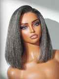 LUVME HAIR 12'' Grey Salt & Pepper Blunt Cut Bob Wig