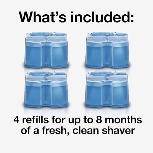 Braun Clean & Renew Refill Cartridges CCR, Replacement Shaver Cleaner Liquid Solution for Clean&Charge System, Pack of 4