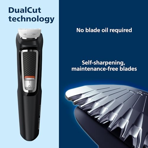 Norelco Philips Multi Groomer - 13 Piece Mens Grooming Kit for Beard, face, Nose, and Ear Hair Trimmer and Hair Clipper - NO Blade Oil Needed, MG3740/40