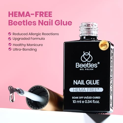 Beetles B-Almond Short Nail Tips 288pcs Set with Nail Glue – No Filing Needed