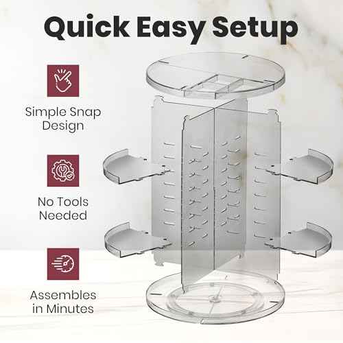 Masirs 360 Rotating Makeup Organizer Countertop - Adjustable Shelf Height - The Perfect Round Spinning Cosmetic Organizer for Bedroom Dresser or Vanity Countertop Storage (Clear)