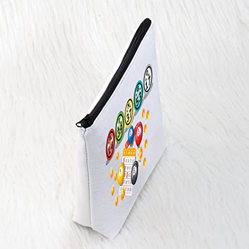 BGO Lover Gift Funny BGO Gifts BGO Makeup Bag Cosmetic Bag BGO Player Gifts BGO Game Gifts Travel Organizer Case (Bingo Bag White)