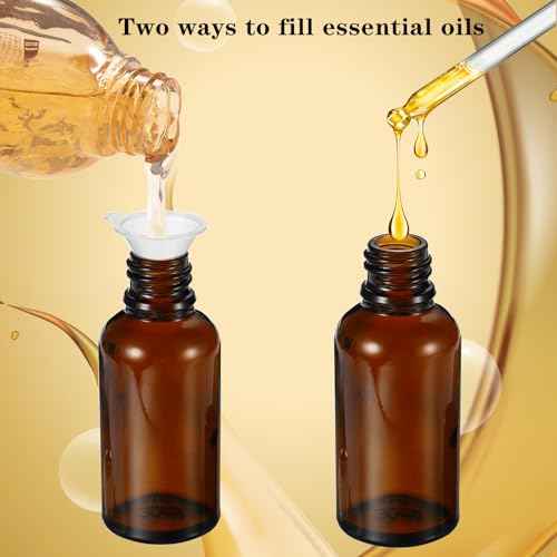 100ML Roller Bottles for Essential Oil, 3 Pack Empty Amber Glass Roller Bottle for Perfume Oil, Roll on Bottles with Stainless Steel Roller Balls, Opener, Funnel and Dropper