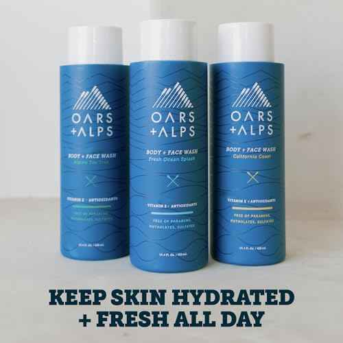 Oars + Alps Body Wash for Men, Mens Body Wash with Vitamin E and Antioxidants, Moisturizing, Hydrating, Paraben & Sulfate Free Cleanser, Variety Set, 3pk