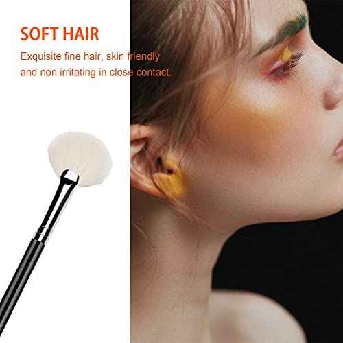 Highlighter Brush Fan Brush for Face Highlighting, Buffing and Blending With Powder Cream, Blusher Highlighter Applicator Makeup Tool