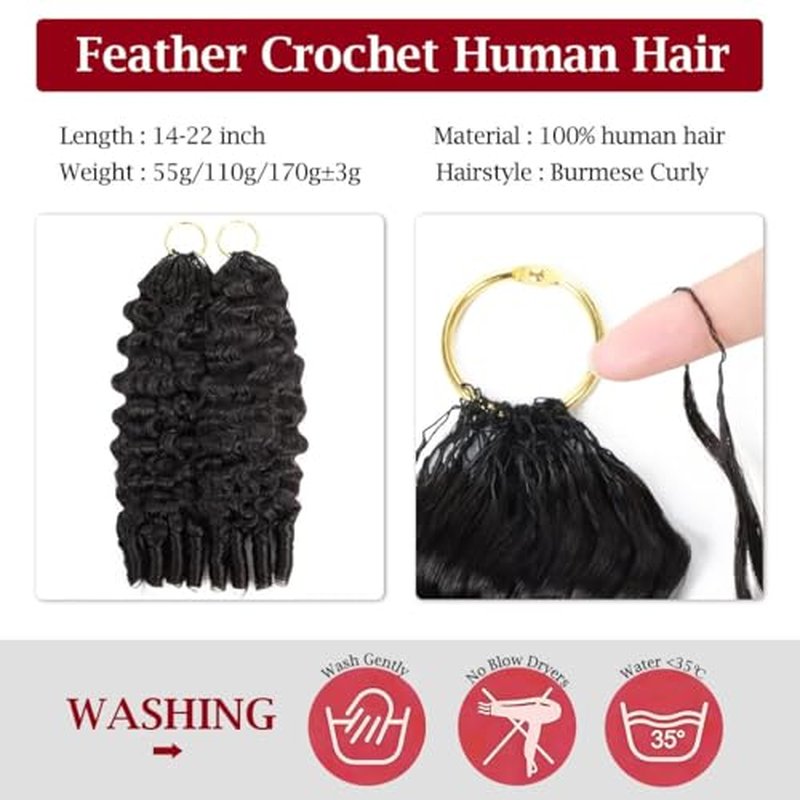 Miracle Invisible Knots 14-Inch Crochet Hair - 100% Human Hair 1B