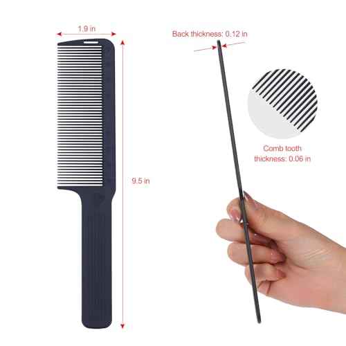 PERFEHAIR 2-Pack Professional Barber Clipper Comb for Fade Blending Flat Top Haircuts 9.4 Inch Carbon Fiber Anti-Static Heat Resistant Durable Hair Cutting Comb for Men & Women