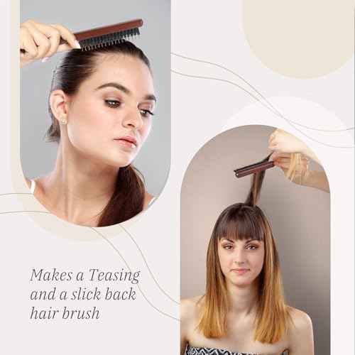 BESTOOL Hair Brush,Pure Boar Bristle Hair Brush for Better Hair Texture Slick Back Brushes for Women Men and Kids Best for Sensative Scalp Medium Thin and Fine Hair Smoothing Flyaways, Edge Control