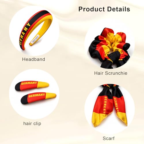 Germany Flag Hair Ties & Clips 4-Piece Set for Women