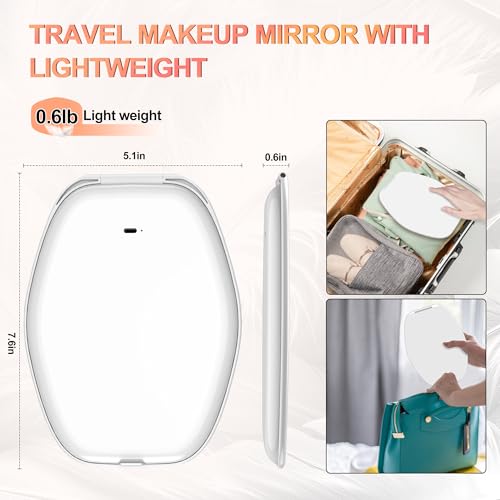 COSYGLOW Portable Makeup Mirror with Light, Hexagon LED Vanity