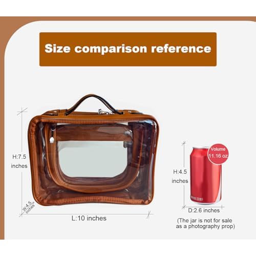 SANHECUN traveling toiletry Case large clear cosmetics case makeup bag Dimensions | LxWxH:10¡± x 4.5¡± x 7.5¡±(Brown, Medium)
