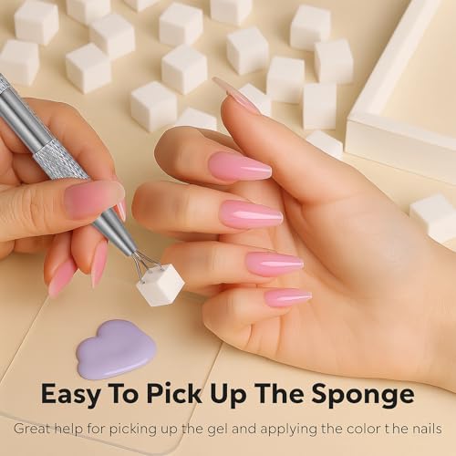 HomTop Ombre Nail Art Sponge Kit with Stainless Steel Grab Pen (150 Pcs)