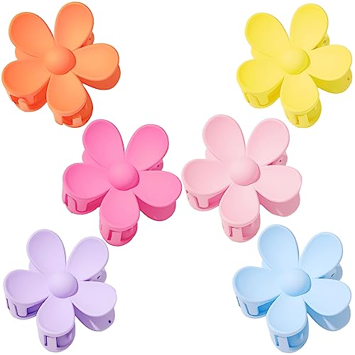 SCRMROIA Flower Hair Claw Clips, Big Large Floral Daisy Hair Clip, Strong Hold, Non Slip Jaw Matte Clips for Women Girls, Colorful Summer Beach Hair Accessories Gift (Set B)