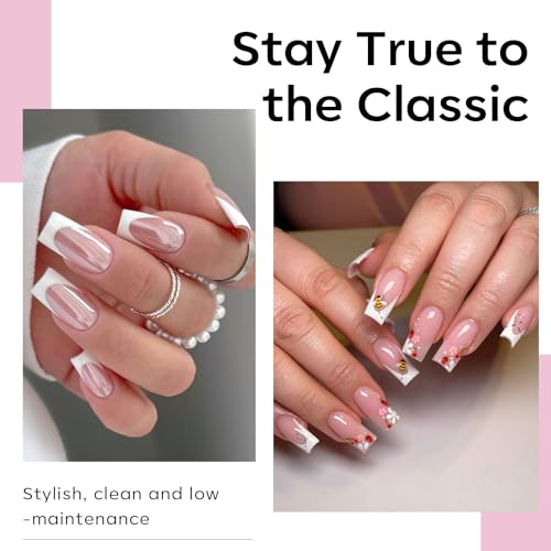 Modelones Medium Square Nail Tips 510pcs Half Matte Frosted Fake Nails