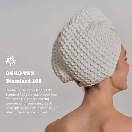 Japanese Cotton Hair Drying Towel Wrap with Button | Quick-Dry