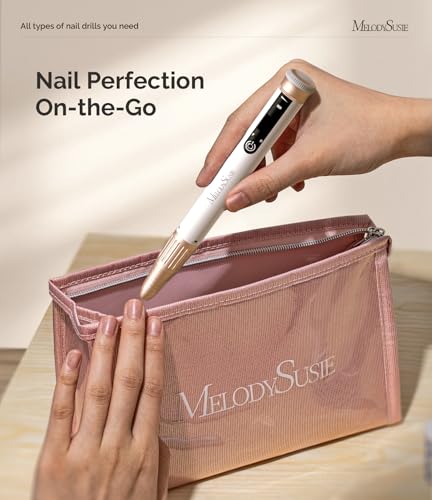 MelodySusie White Cordless Pen-Shaped Nail Drill 30,000RPM SM220G for Nail Artists