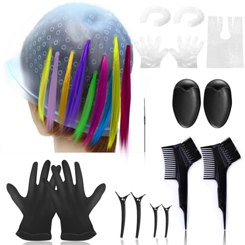 Silicone Hair Highlighting Cap Kit with Hooks & Tools