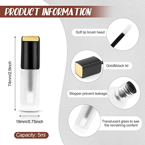 5 Pcs 5ml Frosted Glass Lip Gloss Tubes with Wands & Stoppers