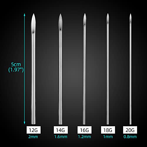 ATOMUS 10pcs 16G Disposable Body Piercing Needles - Stainless Steel, Multiple Piercing Types