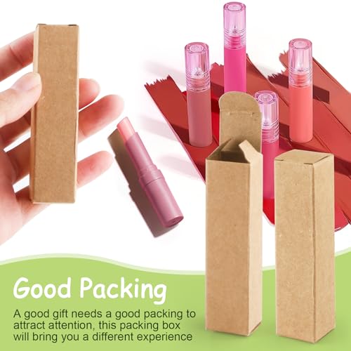 Kraft Lipstick Boxes 100 Pack - 0.78x0.78x3.34" Lip Balm Packaging
