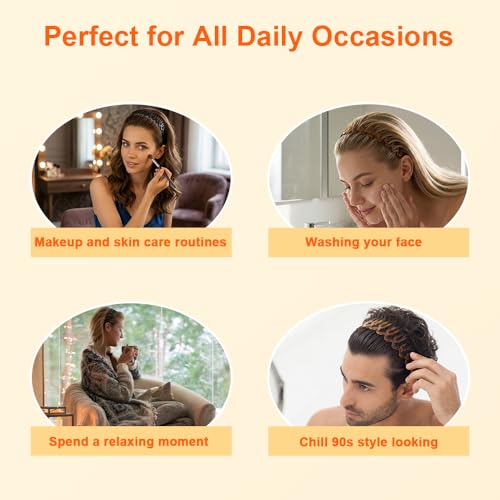 AHONEY 4 Pack Zig Zag Headbands with Teeth Non-Slip
